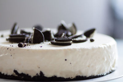 Close-up of chocolate cake in plate