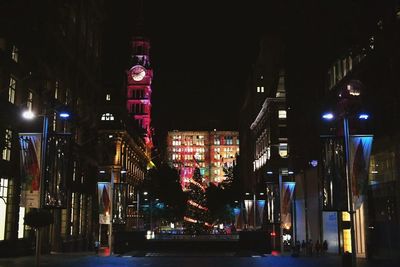 Illuminated city at night