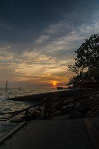 Scenic view of sunset over sea