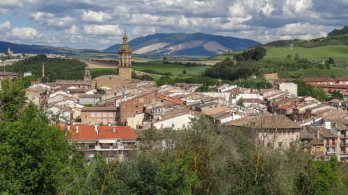 High angle view of townscape against sky