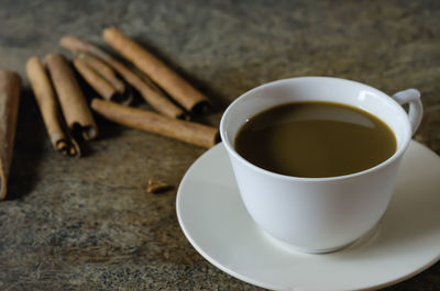 Close-up of coffee on table