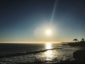 Scenic view of sea against sky at sunset