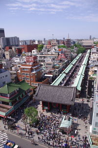 High angle view of asakusa in tokyo