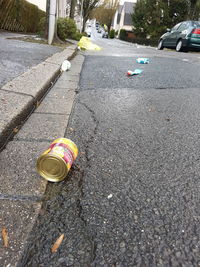 High angle view of garbage on street