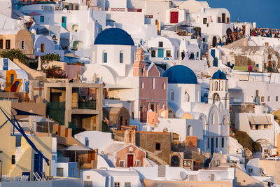 High angle view of buildings in town