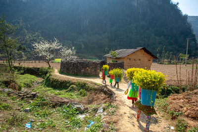 People working in village
