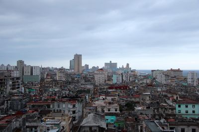 Havana cityscape against cloudy sky