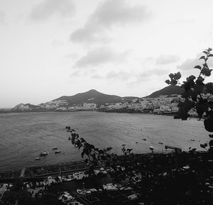 View of beach against cloudy sky