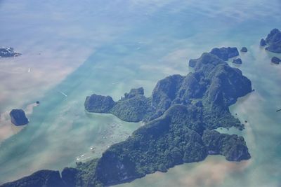 Aerial view of sea and rocks