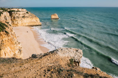 Scenic view of sea against clear sky