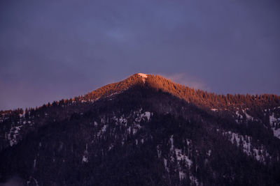 Scenic view of snowcapped mountains against sky with sunset in autria tirol 