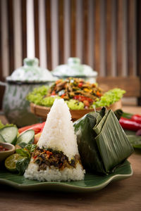 Close-up of food on table