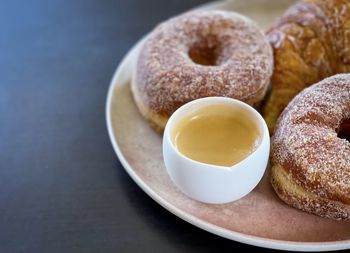 Close-up of donut on table