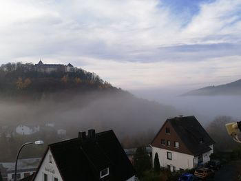 High angle view of townscape against sky