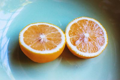 High angle view of oranges on table