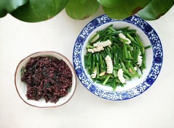 High angle view of food in bowl