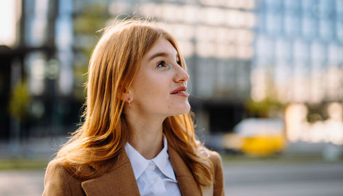 Young woman looking away