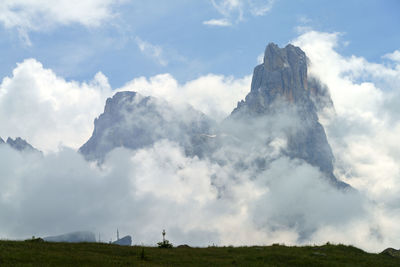 Low angle view of mountain against sky