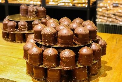 Close-up of chocolate cake on table