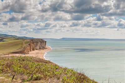 Scenic view of beach against sky