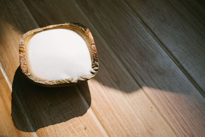 High angle view of drink on table