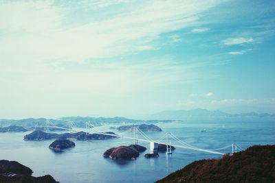 Scenic view of sea against cloudy sky