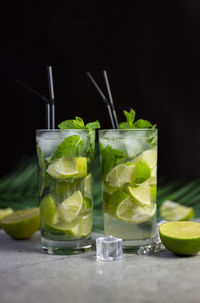 Close-up of drink in glass on table