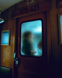 Train seen through window