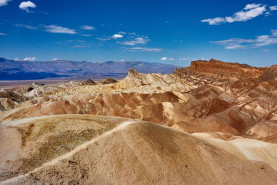 Scenic view of desert against cloudy sky