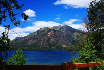 Scenic view of lake against cloudy sky
