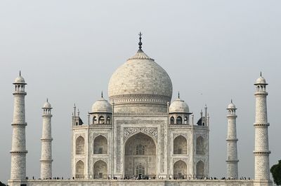 Low angle view of taj mahal against clear sky