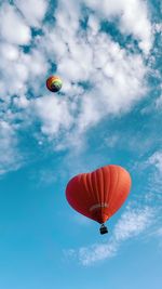 Low angle view of hot air balloon against sky