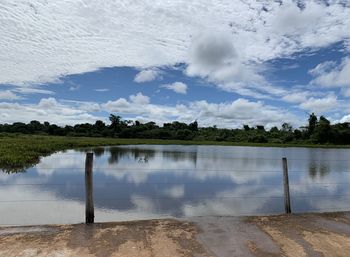 Scenic view of lake against sky