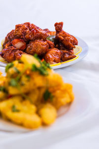 Close-up of meal served in plate