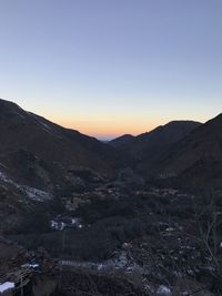 Scenic view of mountains against clear sky