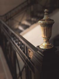 Close-up of railing in home