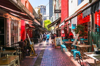 Hardware lane with outdoor cafes and restaurants, popular lunch spot for locals and tourists