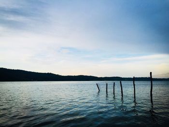 Scenic view of lake against sky