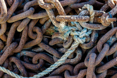 Close-up of rusty metal chain