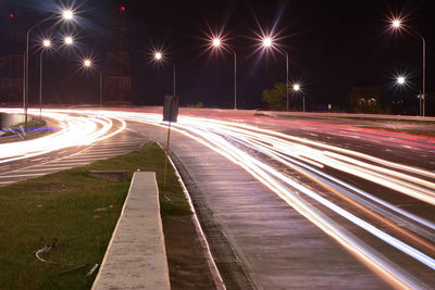 Light trails on street at night