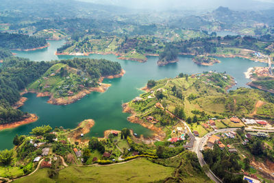 High angle view of river