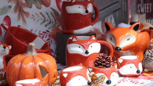 Close-up of pumpkins for sale in market