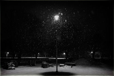 Illuminated street lights at night