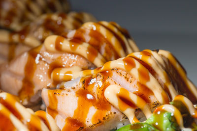 Close-up of sushi served in plate