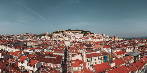 High angle view of townscape against sky