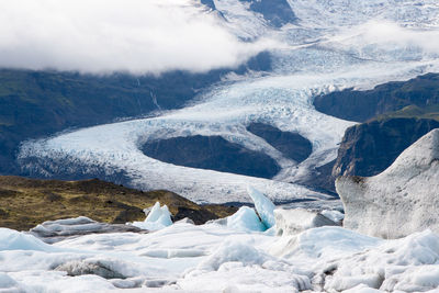 Scenic view of glaciers and mountains