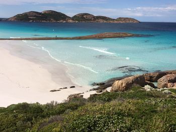 Scenic view of beach against sky