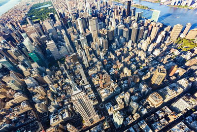 High angle view of city buildings