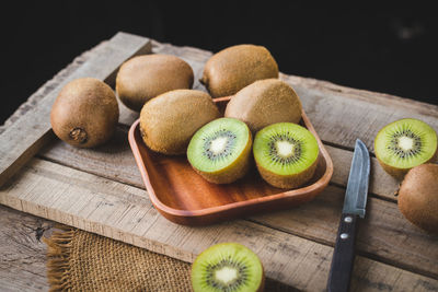 High angle view of fruits on table