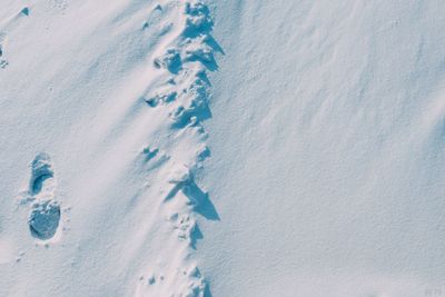 High angle view of snow covered landscape